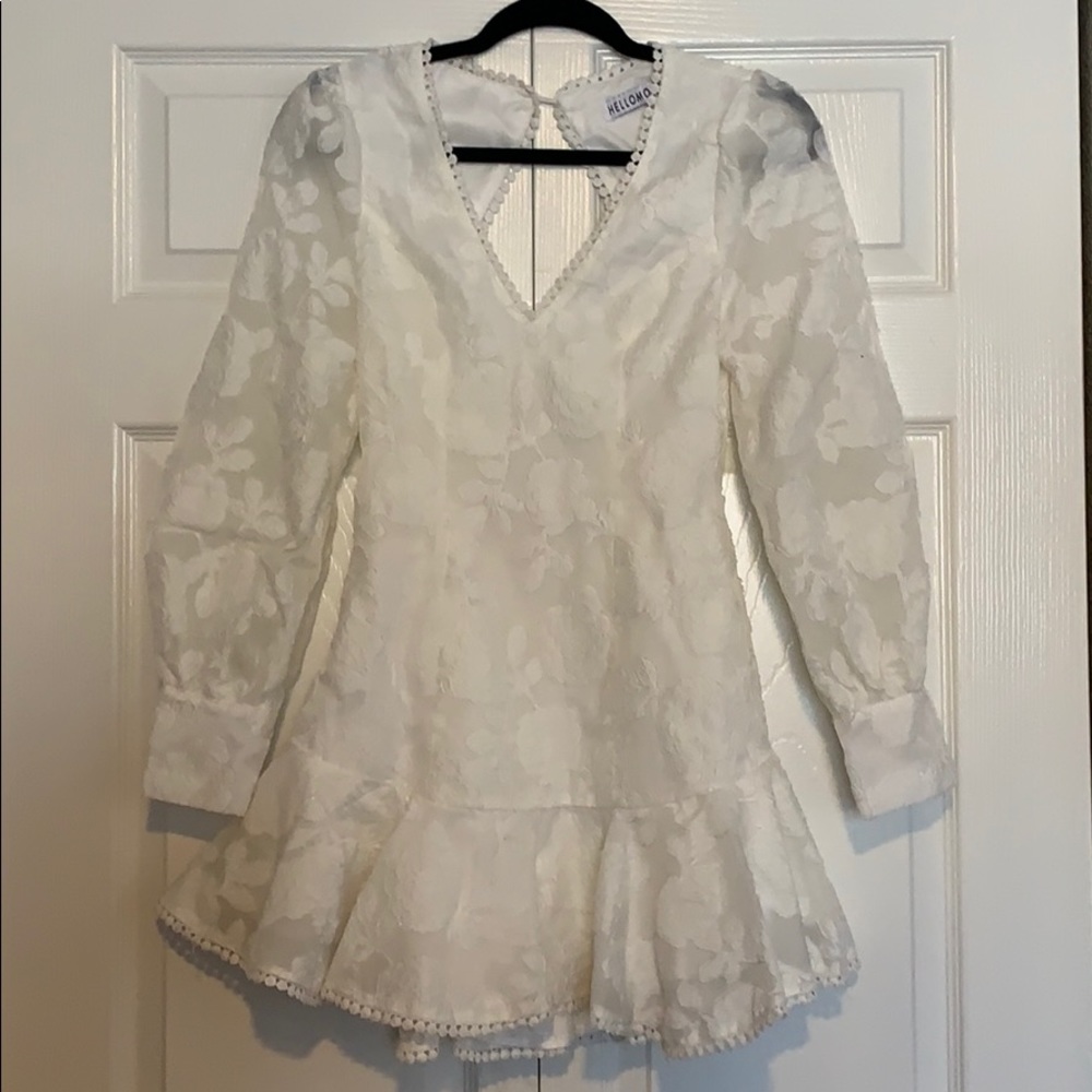 Hello Molly sleeved white lace mini dress